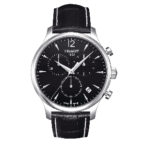 Tissot watch strap T063.617.A - T610031122 Croco leather Black 20mm + white stitching